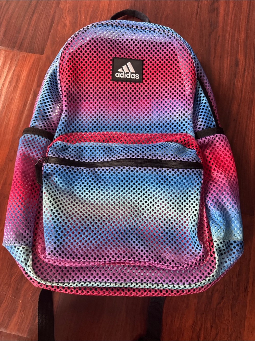 adidas Kids Pink-to-Blue Gradient Mesh Backpack